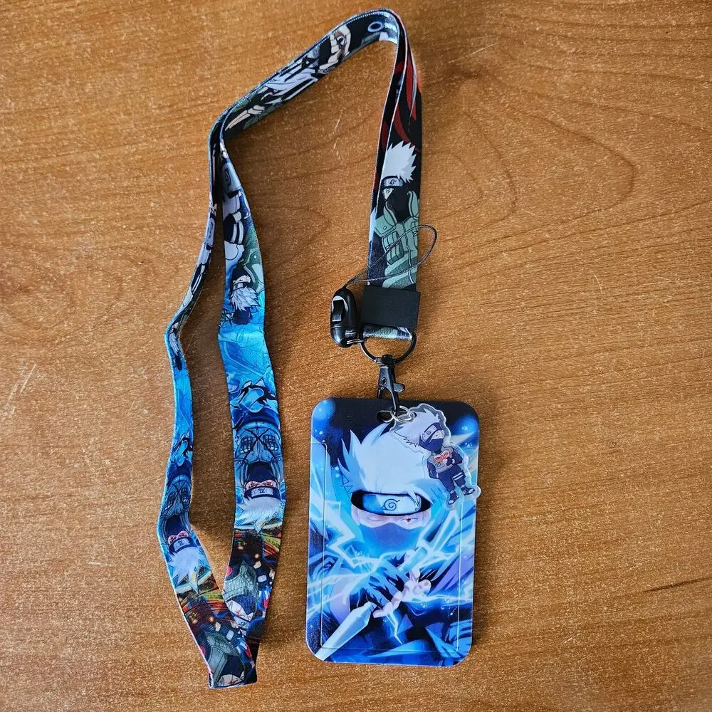 Naruto Kakashi Lightning Blade Lanyard with Badge Holder & Charm
